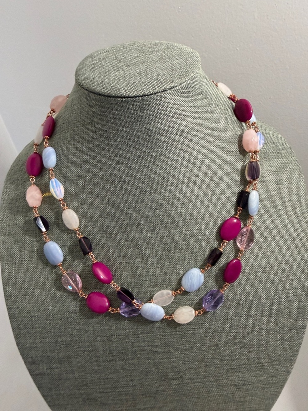 Joan Rivers Layered Pink & Light Blue Bead Necklace